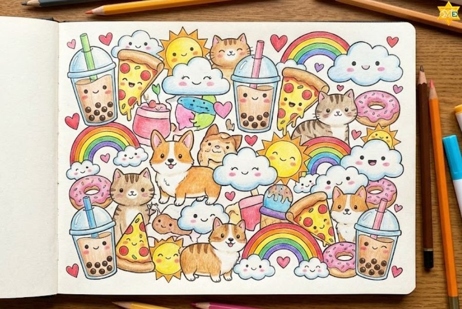Vẽ doodle cute đơn giản