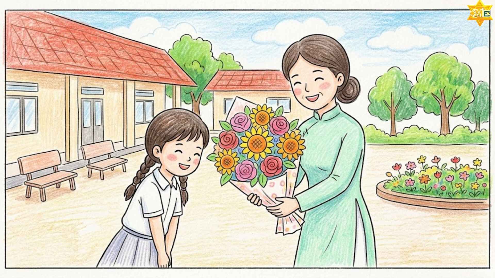cách vẽ tranh ngày 8 tháng 3 tặng cô giáo đơn giản
